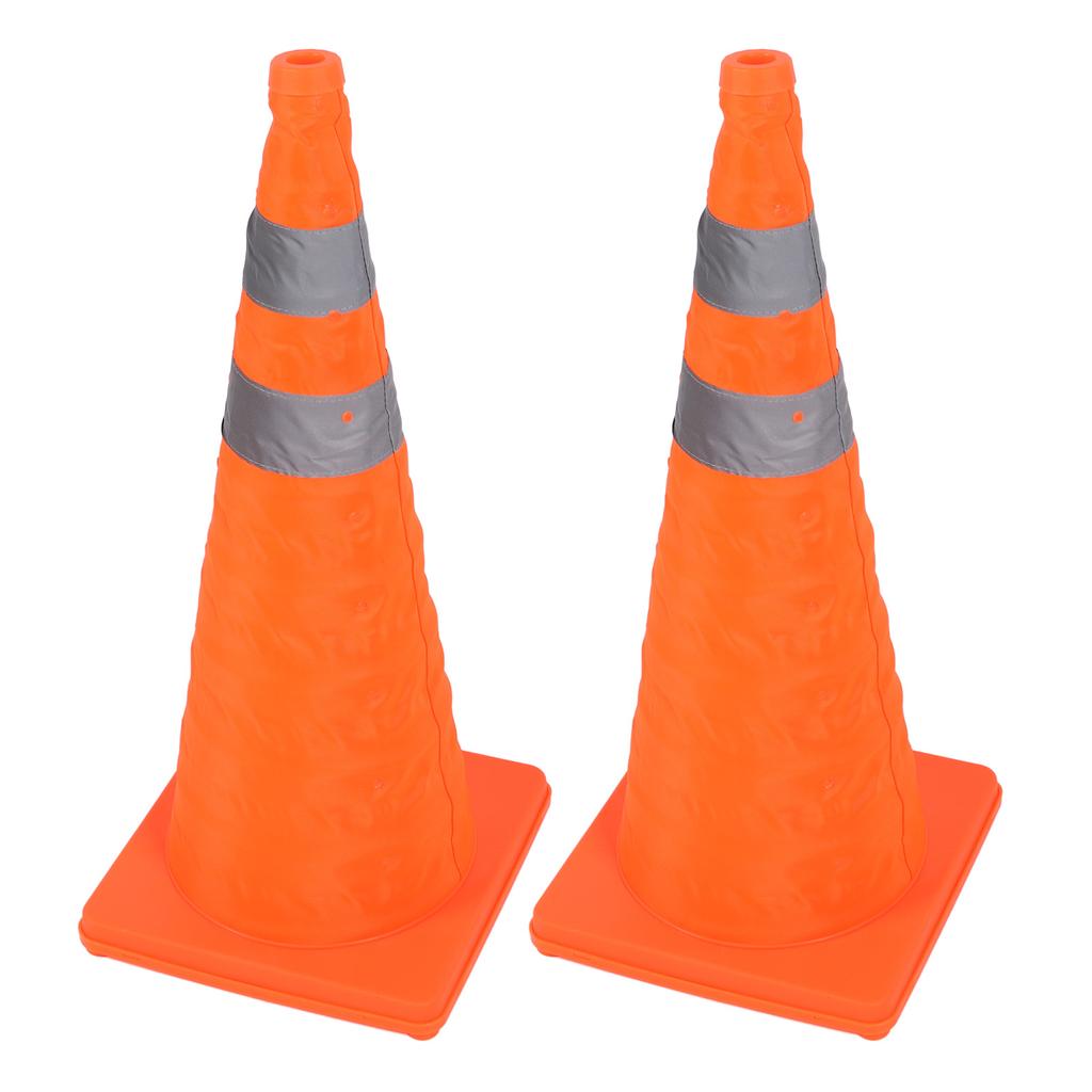 2PCS 70CM Folding Traffic Cones with Reflective Collar Orange Security Road Cone for Parking Lot