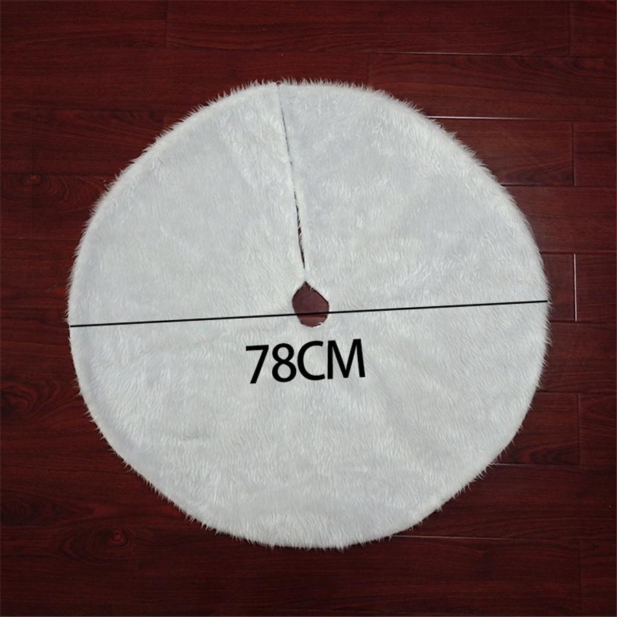 78CM Christmas Tree Skirt Plush Faux Fur Mat Home Xmas Floor Cover Ornament Party