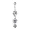 Fashionable Sterling Silver Belly Button Rings for Women Zircon Navel Dangle Body Piercing Jewelry Parties Wear