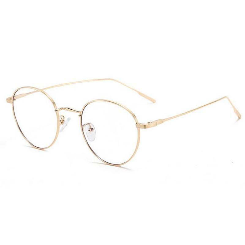 Women Round Myopia Photochromic Prescription Spectacles Metal Anti Blue Light Nearsighted Glasses Diopter 0 -0.5 -0.75 To -6.0