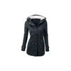 Giacca da Donna con Cappuccio in Misto Poliestere e Cotone con Zip e Bottoni a Corno Vestibilità Sartoriale Elegante Capospalla da Pendolare