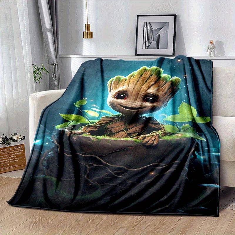 1pc Groot Printing Blanket - Soft, All-Season Throw for Office Blanket, Personalized Gift with Adorable Cartoon Design
