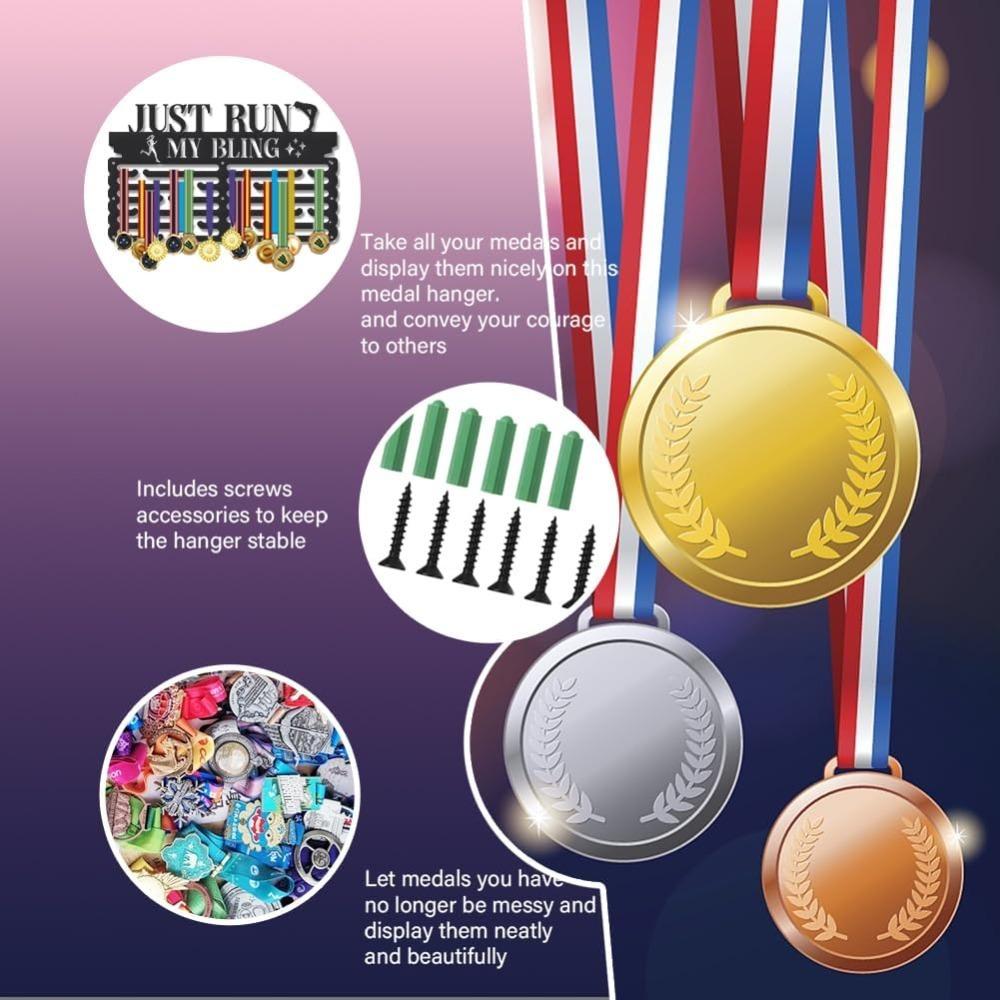 Appendi medaglie personalizzato Espositore per premi Staffa da parete in metallo nero Porta memorabilia sportive per medaglie