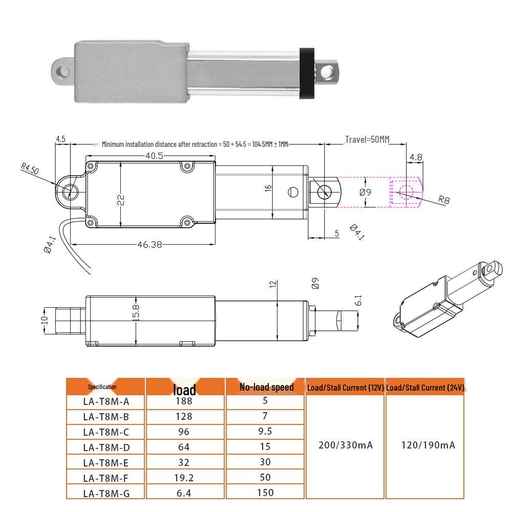 10mm Stroke Electric Linear Actuator - Fireproof, Shockproof, Telescopic DC Motor for DIY Robot Joints