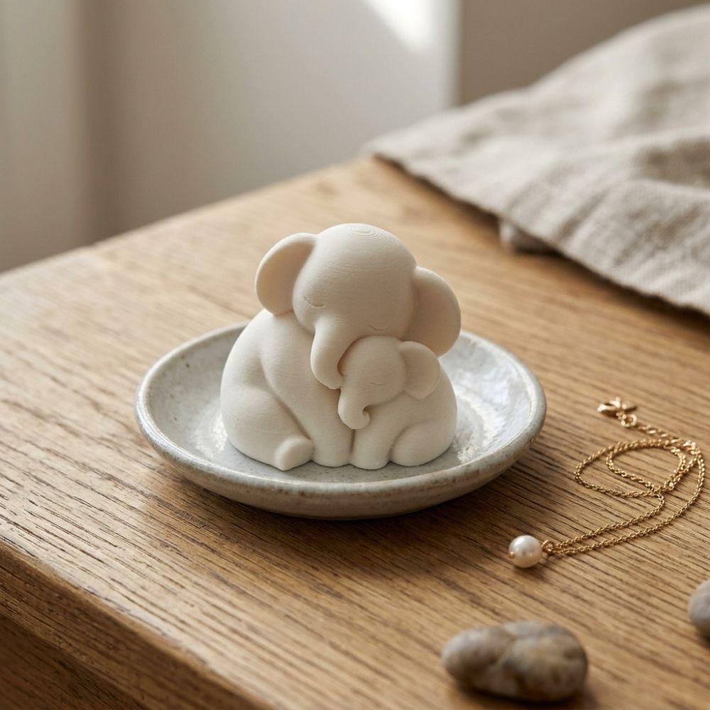 3D Printed Sitting Elephant Figurine Parent Child Elephant Sculpture Mother's Day Gifts
