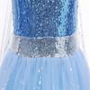 Girls' Frozen Elsa Princess Light-Up Dress with Puff Sleeves and Detachable Floor-Length Veil