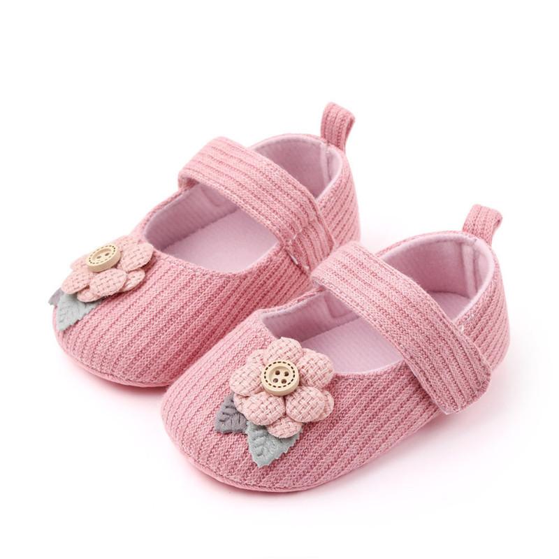Baby Kleinkind Schuhe Baumwolle Rutschfeste Weiche Sohle Kleine Blumendekoration Kinder Indoor Strick-Sneaker
