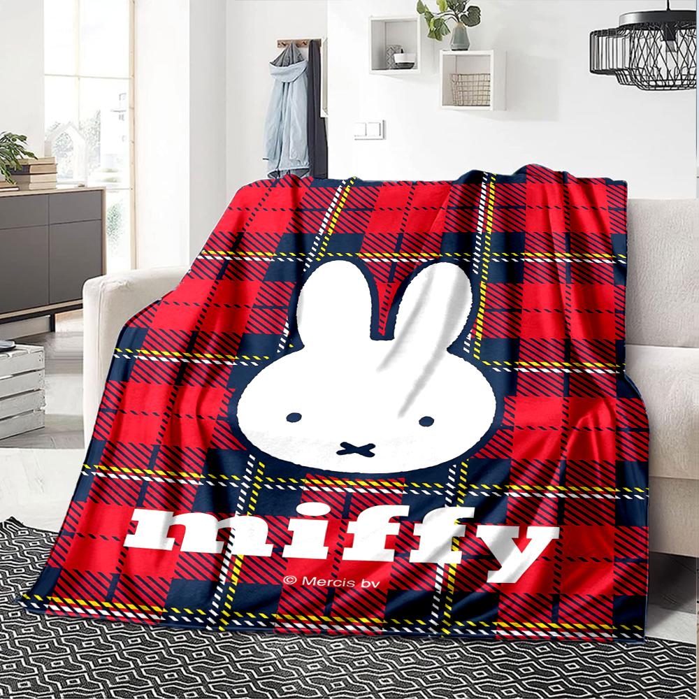 1pc Blanket - Miffy Print Design,Lightweight Blanket for Sofa,Bed- Soft &Warm,Gift for All Seasons