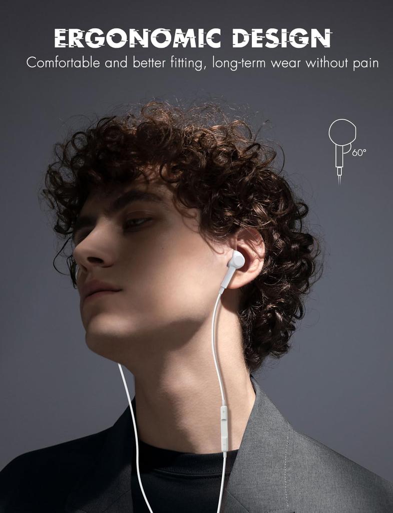 Antool with Microphone Sound Quality Enhanced Magnetic Iahon Call Home CTIA Standard Earphones, Wired, [2023 Version] Design, Anti-tangle Earphones,