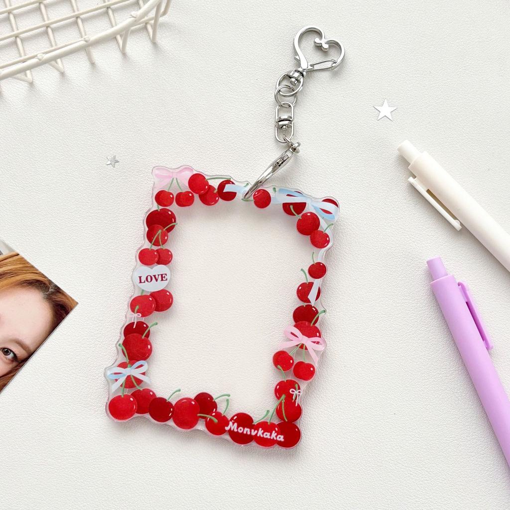 Fruit Card Holder Protective Acrylic Card Holder Card Holder Pendant Creative For Idol Photos Transportation Cards Gifts