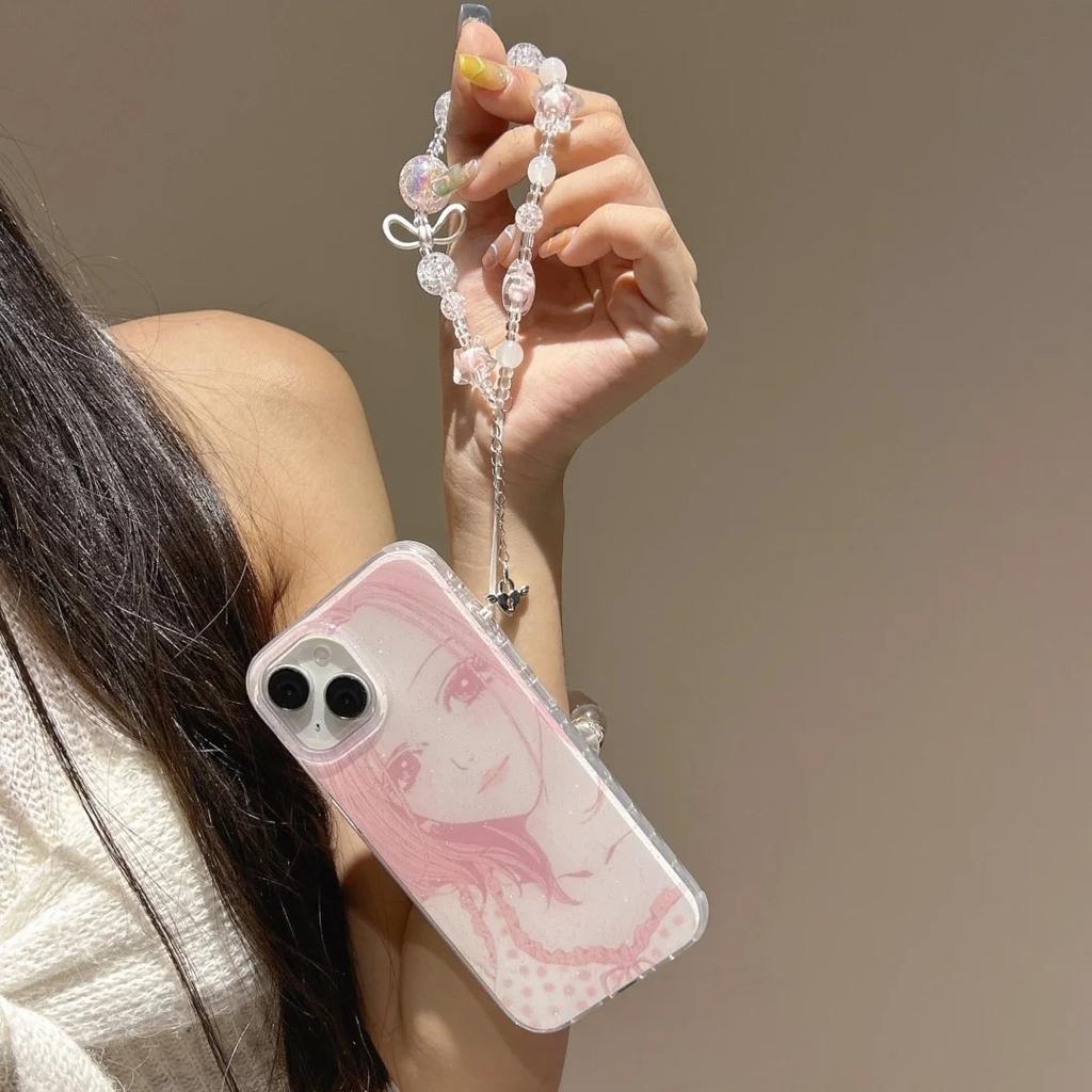 Anime Girl Pink NANA Phone Case for iPhone 17 16e 16 15 14 13 12 11 Pro Max X Xs XR XSMax 8 7 6s Air Plus Feather Texture Cover
