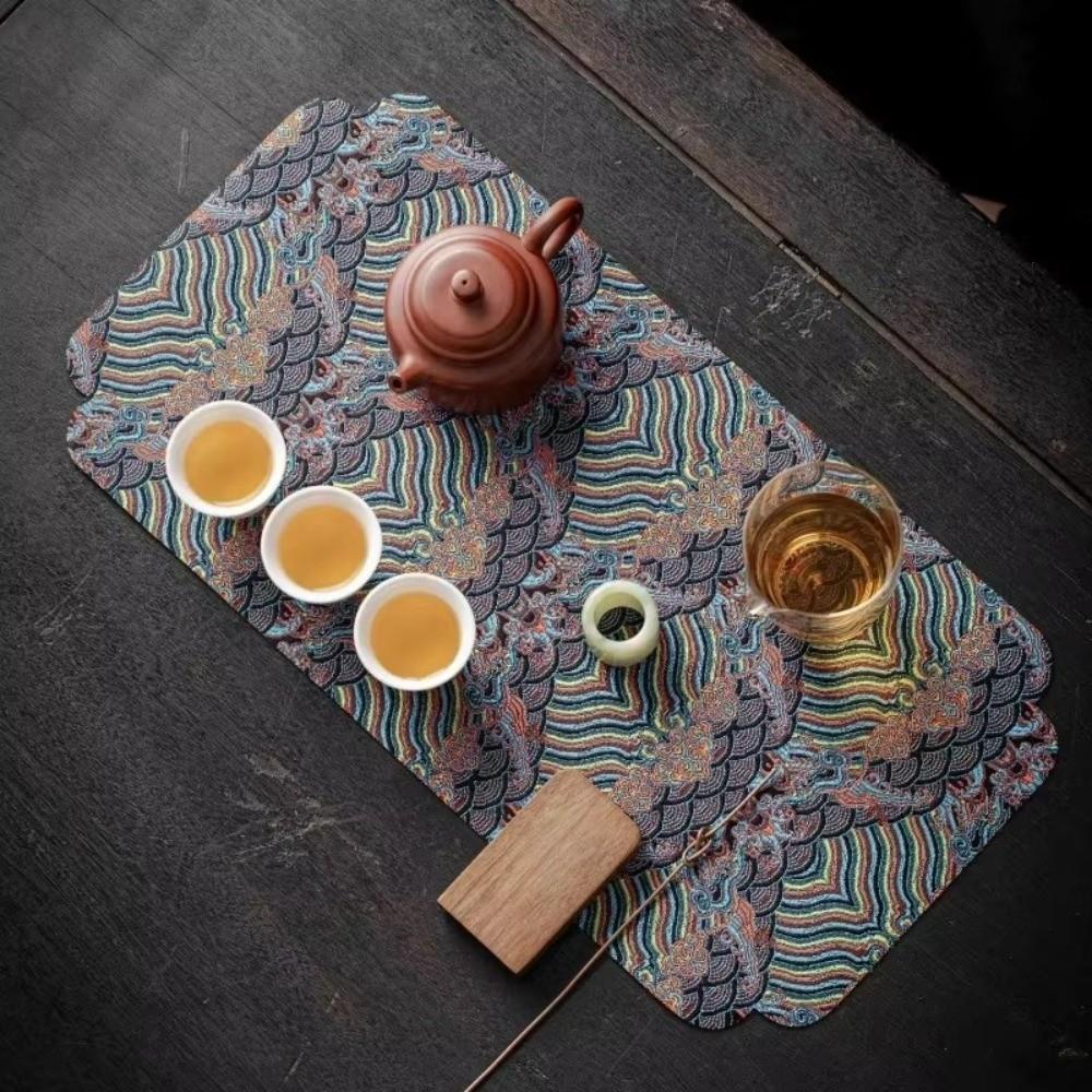 Double-Sided Brocade Traditional Coaster Chinese Zen Dining Table Decoration New Tea Mat