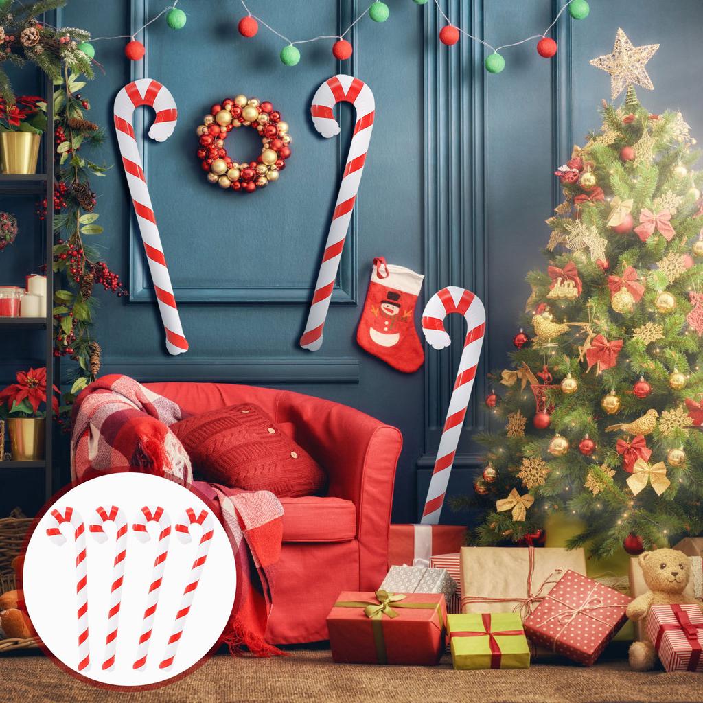 4Pcs Inflatable Christmas Candy Canes Premium PVC Material Cute Festive Design Ideal for Xmas Party Family Gathering Decorations