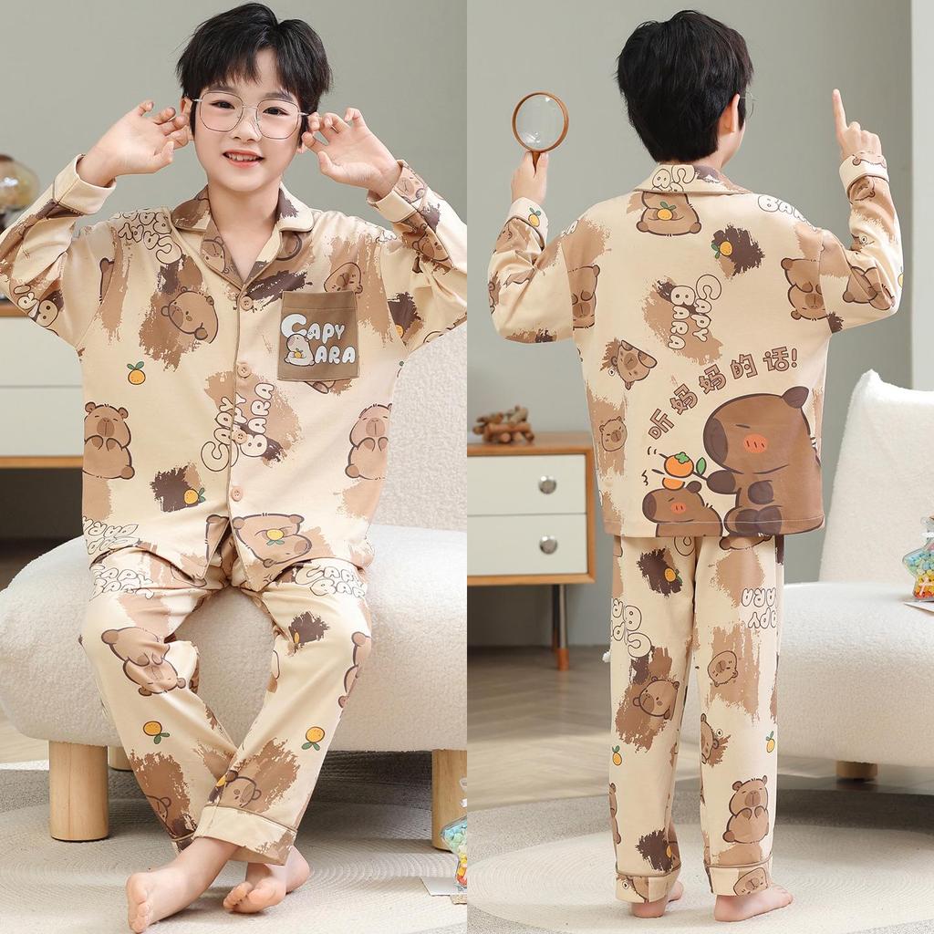 2026 New Girls' Spring & Autumn Long Sleeve Cotton Pajama Set – Princess Style for Medium & Large Children