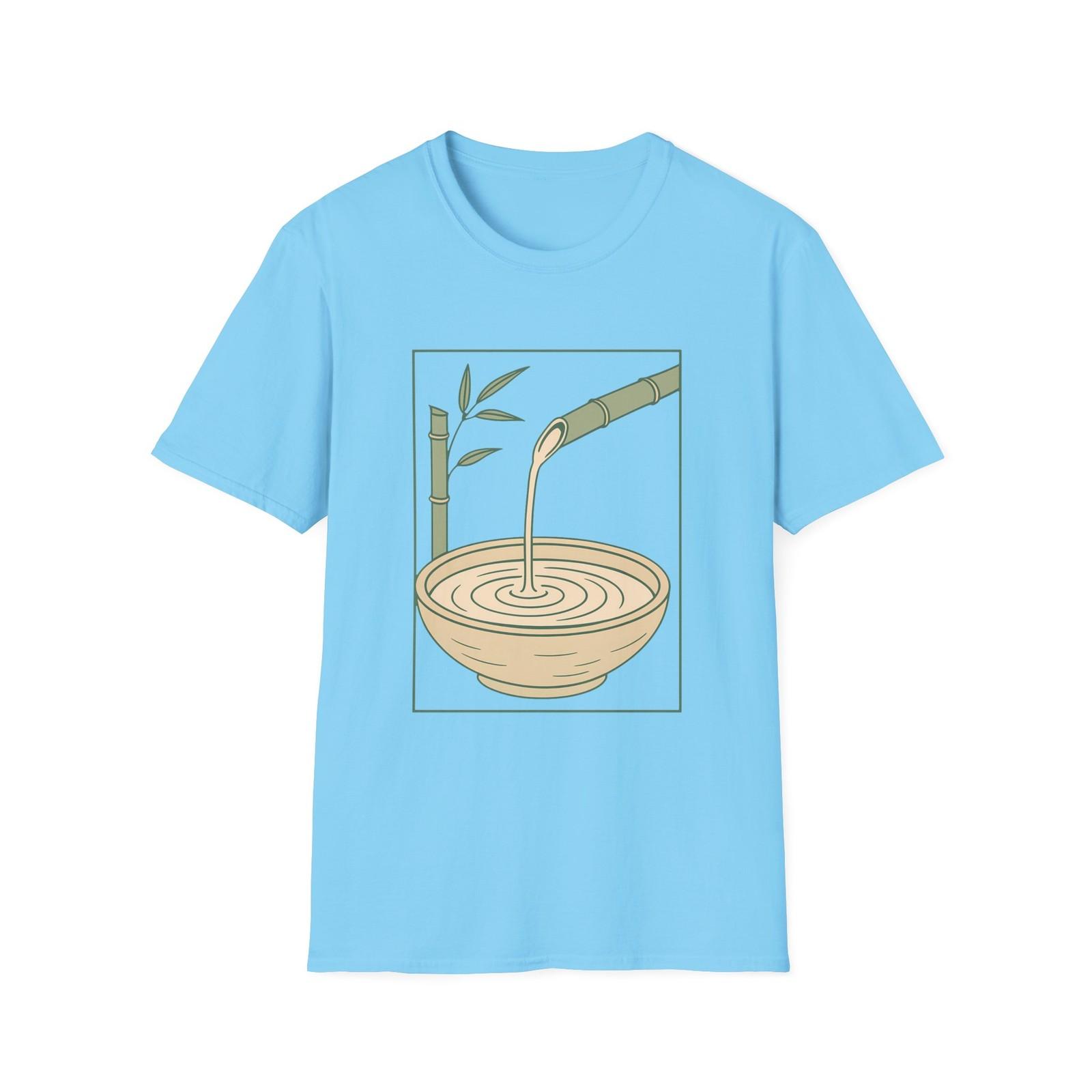 Unisex Softstyle Zen Bamboo Fountain T-Shirt Mens Womens Tees Top | Minimalist Nature 4XL