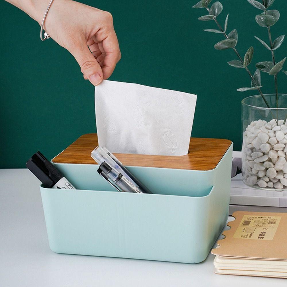 Plastic Wood Tissue Box White Towel Napkin Tissue Holder  Disposable Paper