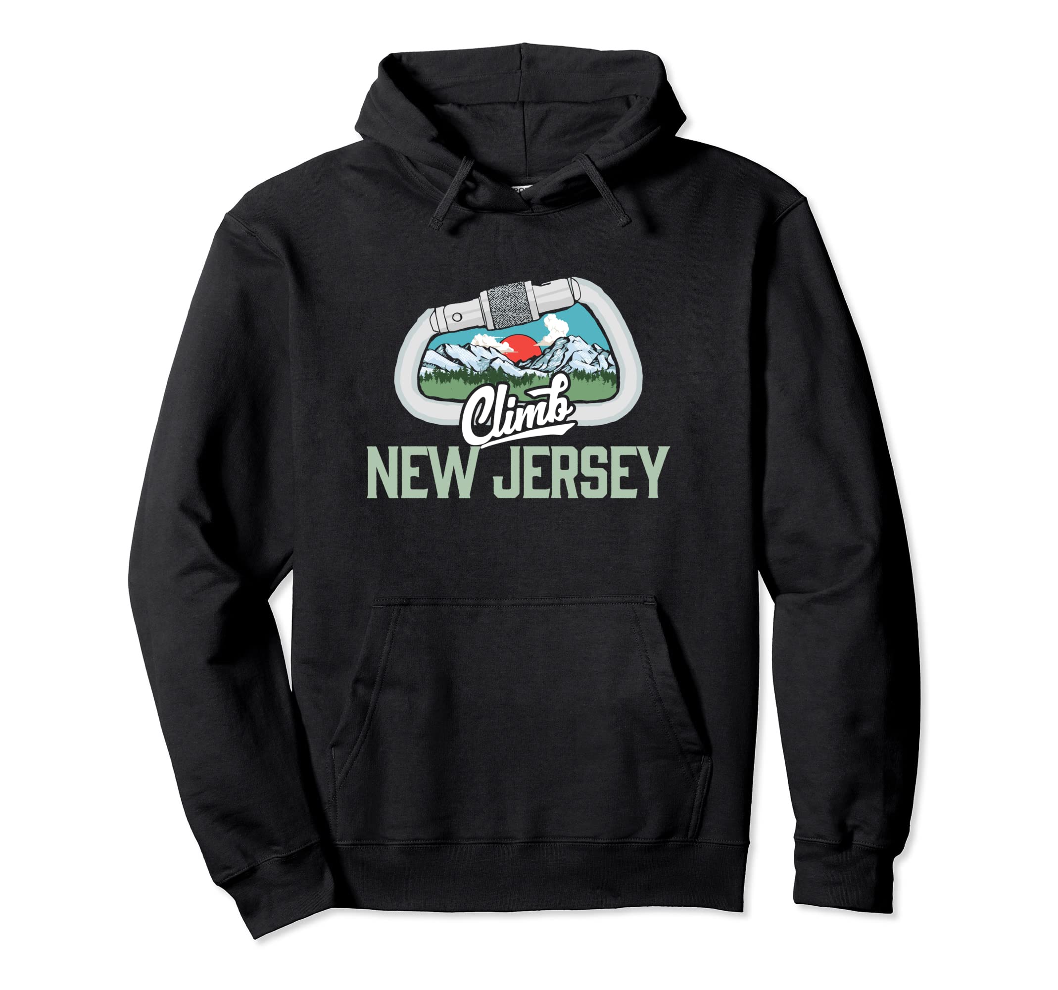 

Climb New Jersey Retro Rock Climbing Vintage Carabiner Hoodie