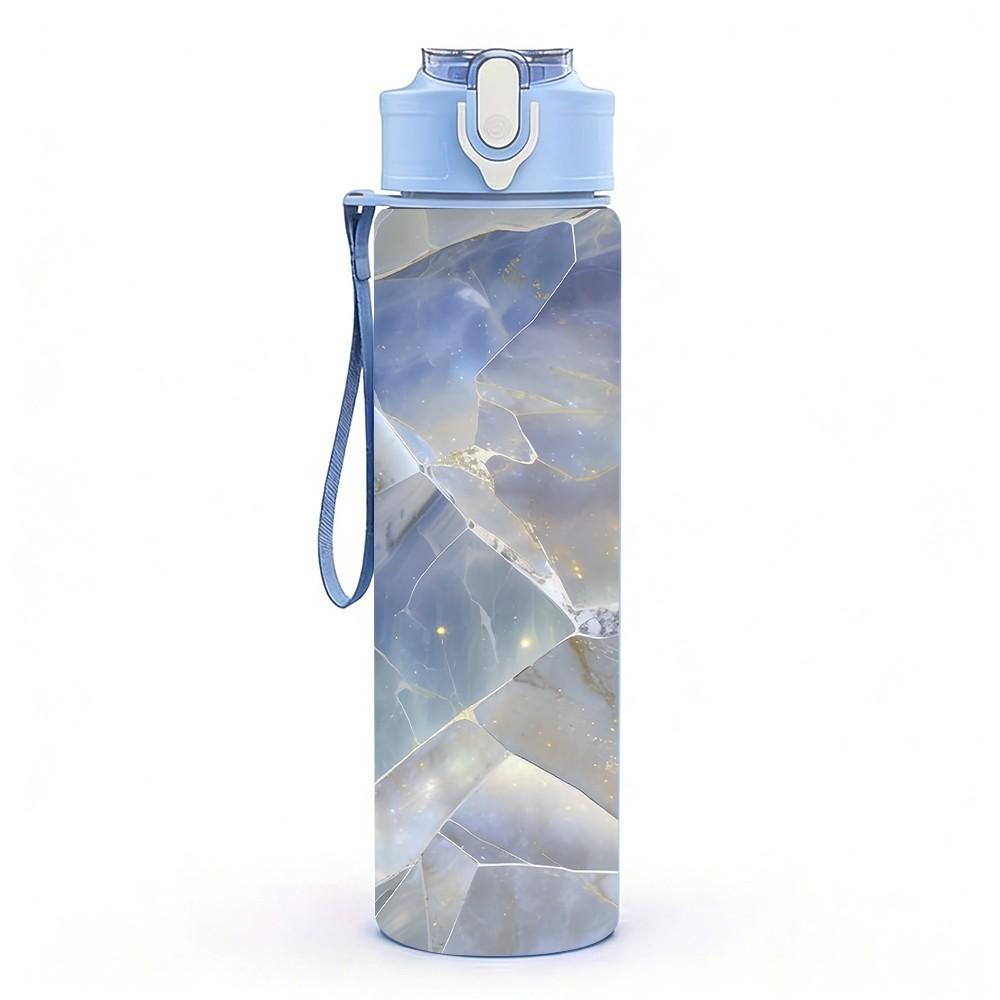 1PC Soft Lavender Cloud Marble Agate Texture 750ml Color Plastic Sports Water Bottle Leakproof Flip Straw Lid Suitable for Sports Office Home Use