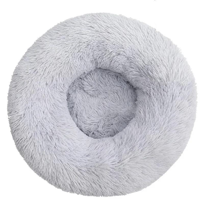Pet Cat Dog Super Soft Bed Long Plush Donut Round Dog Kennel Washable Comfortable Fluffy Cushion Mat Winter Warm Dog and Cat Bed