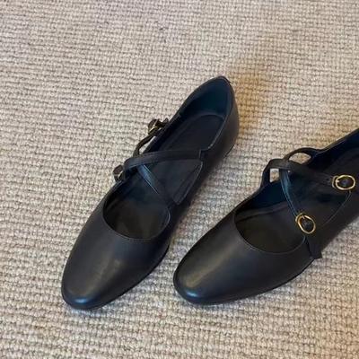 Sheepskin Version~ Flat Black Commuter Shoes, Soft-soled Single Shoes, Retro with Skirts, Mary Jane Shoes, Evening Shoes.