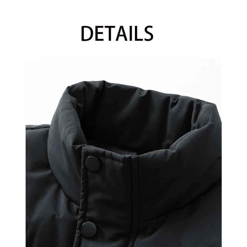Pufferweste Herren Uni Lässig Warm Winterweste Jacke Winddicht Verdickt Weste Ärmellos Koreanische Mode Stehkragen Mäntel