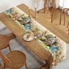 Vintage Easter Bunny Table Runner Polyester Rabbit Eggs Flower Table Flag Easter Decorations For Home Kitchen Dining Table Decor