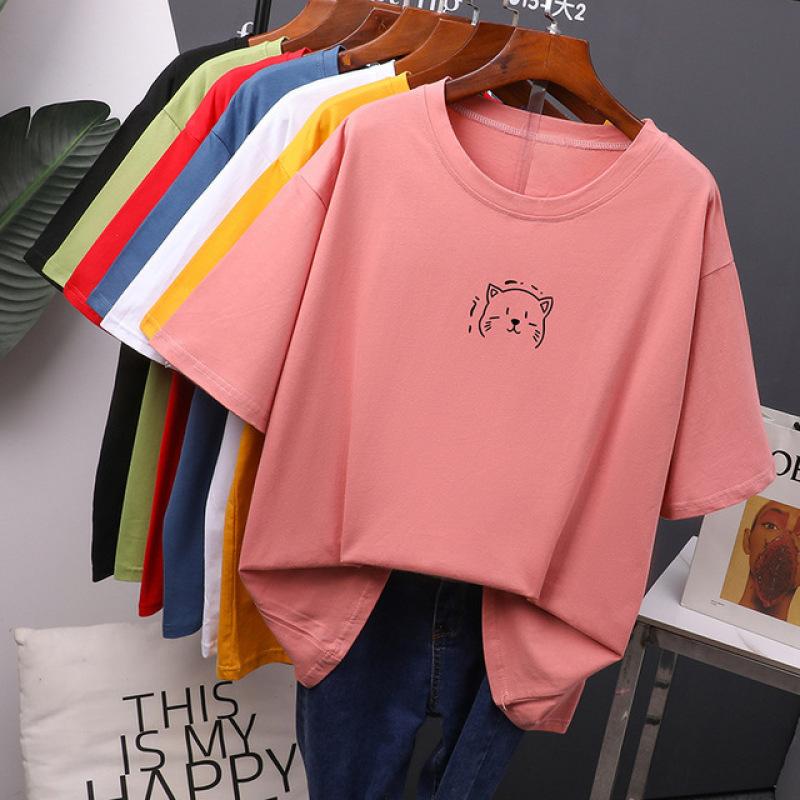 Kawaii Summer T Shirt Women Oversized Soft Tees Cotton Loose Bouses Tops