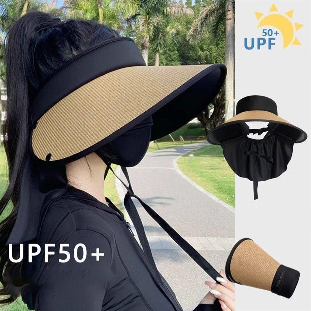 Foldable Beach Hats Detachable Neck Protective UV Sun Hat New Sun Cap