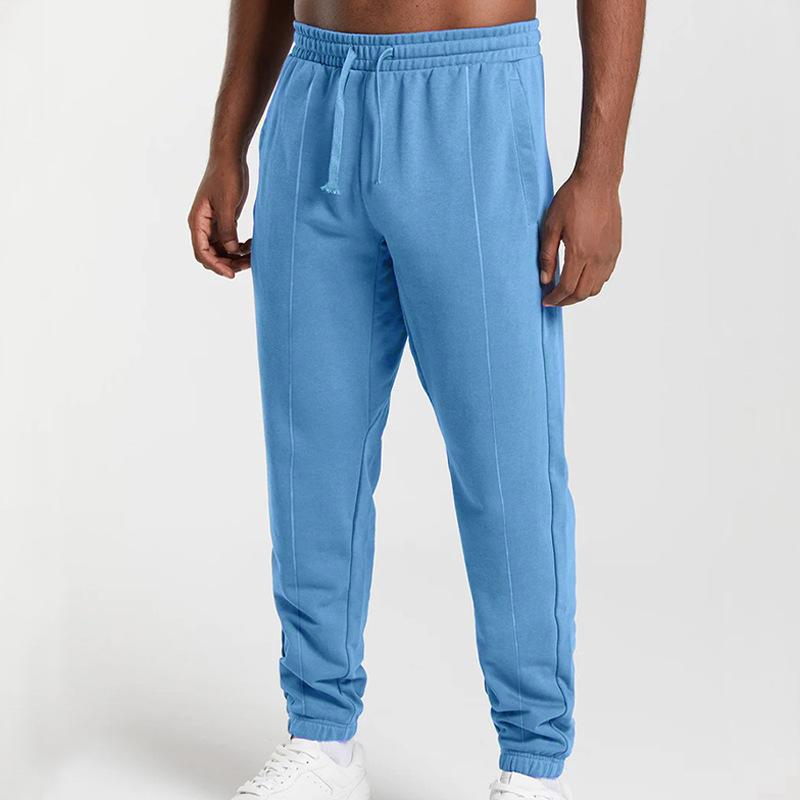 Spring/Summer Casual Sports Trousers Men's Relaxed-Fit Knitted Long Trousers with Cuffed Legs Simple and Versatile