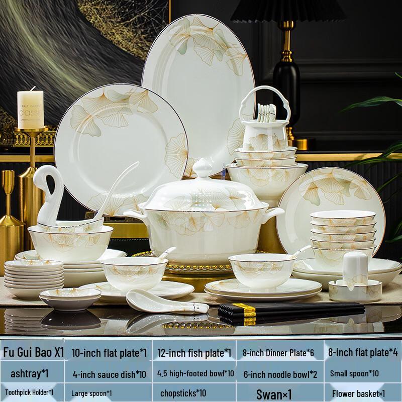 JANLA 60-piece Jingdezhen Ceramic Dinnerware Set