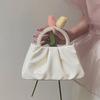 Shoulder Bag White Pearl String PU Cute Delicate Cloud Bag for Phone Lipstick Card White Pearl Bag