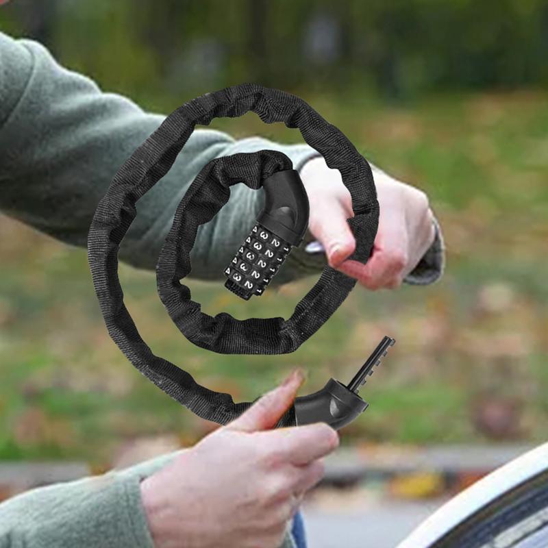 Für Fahrradschloss Kette Fahrradkettenschloss Diebstahlschutz Mit 5-stelligem zurücksetzbarem Hochsicherheits-Fahrrad-Passwort Für Motorräder Türen