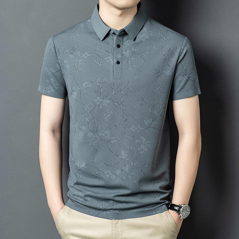 Summer Lapel Collar Short Sleeve T-Shirt Men's Printed Trendy Casual Polo Shirt Top