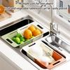 Extendable Drain Basket Adjustable Size For Kitchen Over Sink Space Saving Vegetable Strainer Food Grade PP Colander
