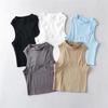 YPFF Trendy Sleeveless Women's Crop Top: Hot Girl European & American Style, Slim Fit, Solid Color, Front Spliced Design