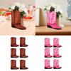 6 Pieces Western Cowboy Boots Flower Boxes Artwork Theme Party Decorations for TV Cabinet Bedroom Cafe Holiday Living Room