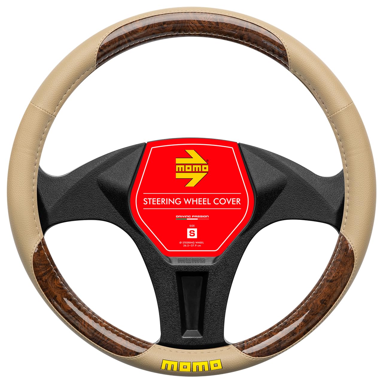 Рулевое колесо MOMO BRIAR, размер, деревянная крышка, Италия, Милан, S, Бежевый/Коричневый