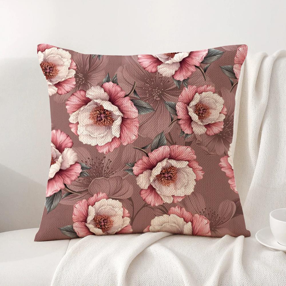 Classic Floral Print Cushion Cover Natural Linen Organic Fabric DoubleSided Printing Sofa Home Decor Gift Pillow Cover