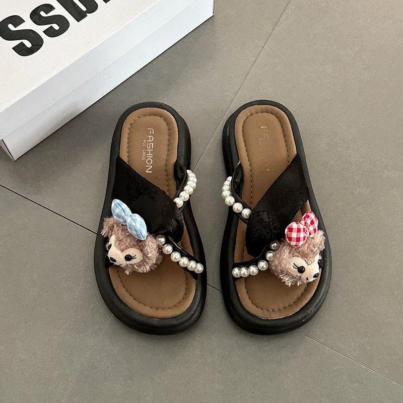 Cute Cartoon Shirley Mei Flip-flops Women 2025 Summer New Versatile and Comfortable Fashion Beach Cool Slippers