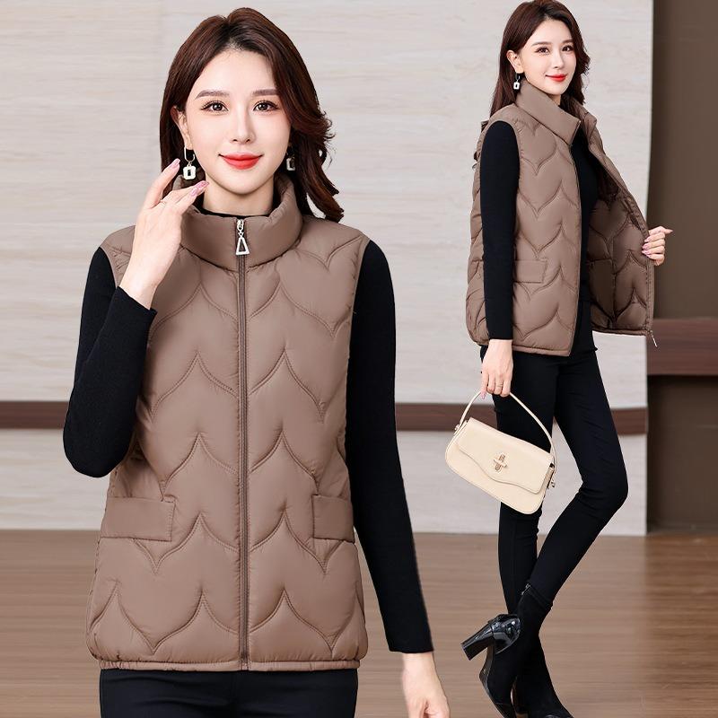 Autumn and Winter New Down Cotton Vest Mother Large Size Stand-up Collar Cotton Vest Middle Old Woman Warm Top Vest