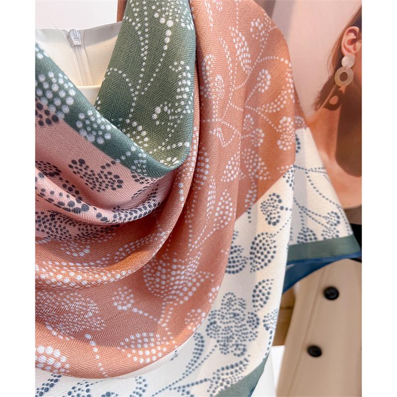 Floral Double Side 60*170cm Women Scarf Autumn and Winter Warm Shawl Cotton Linen Feeling Tassel Pashmina Muslim Hijab Wrap Lady