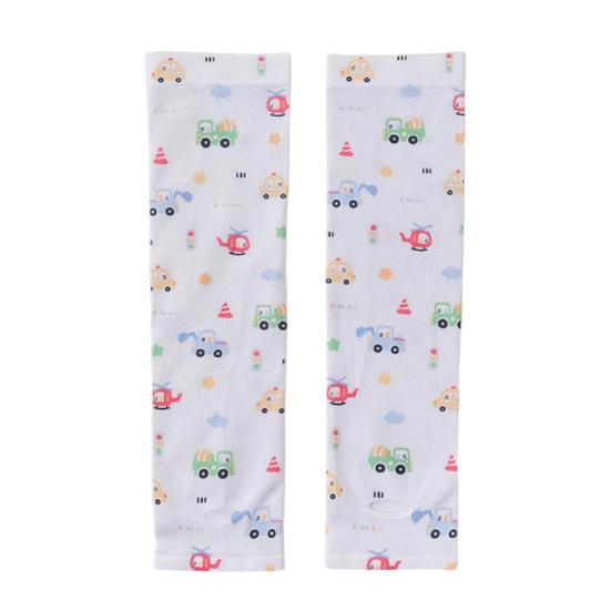 Kids Sun Protection Sleeves Cute Animal Car Print Arm Sleeves with Thumb Holes Size#39