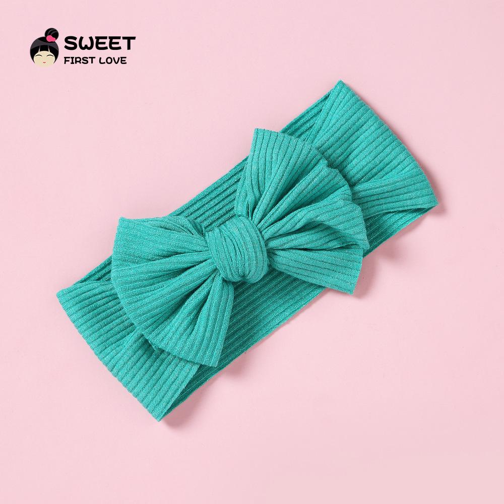 Niansheng Handmade Ribbed Bow Headband for Babies - Solid Color