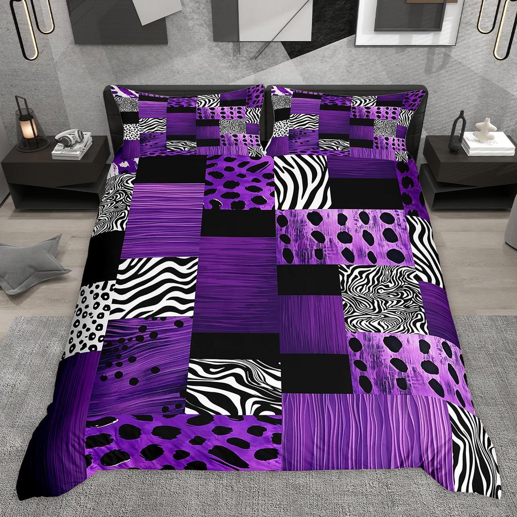 Homewish Chic Leopard Print Duvet Cover Set Animal Printed Comforter Cover Set Wildlife Cheetah Patchwork Bedding Set