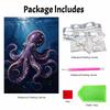 DIY Framed Pearl Painting Kit Purple Octopus Pattern Sparkling Bead Canvas Art for Living Room Decoration Wall Decor Handcraft Gift 14 inch Frame
