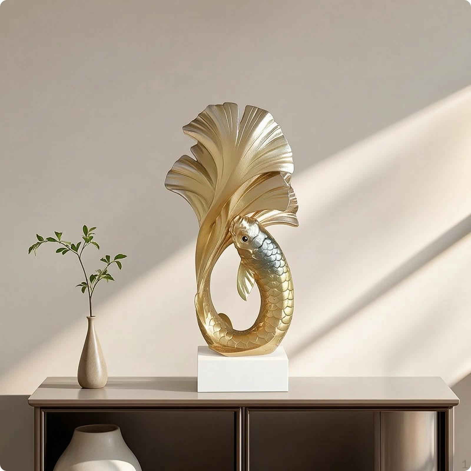 Koi Fish Figurine Tabletop Modern Statue