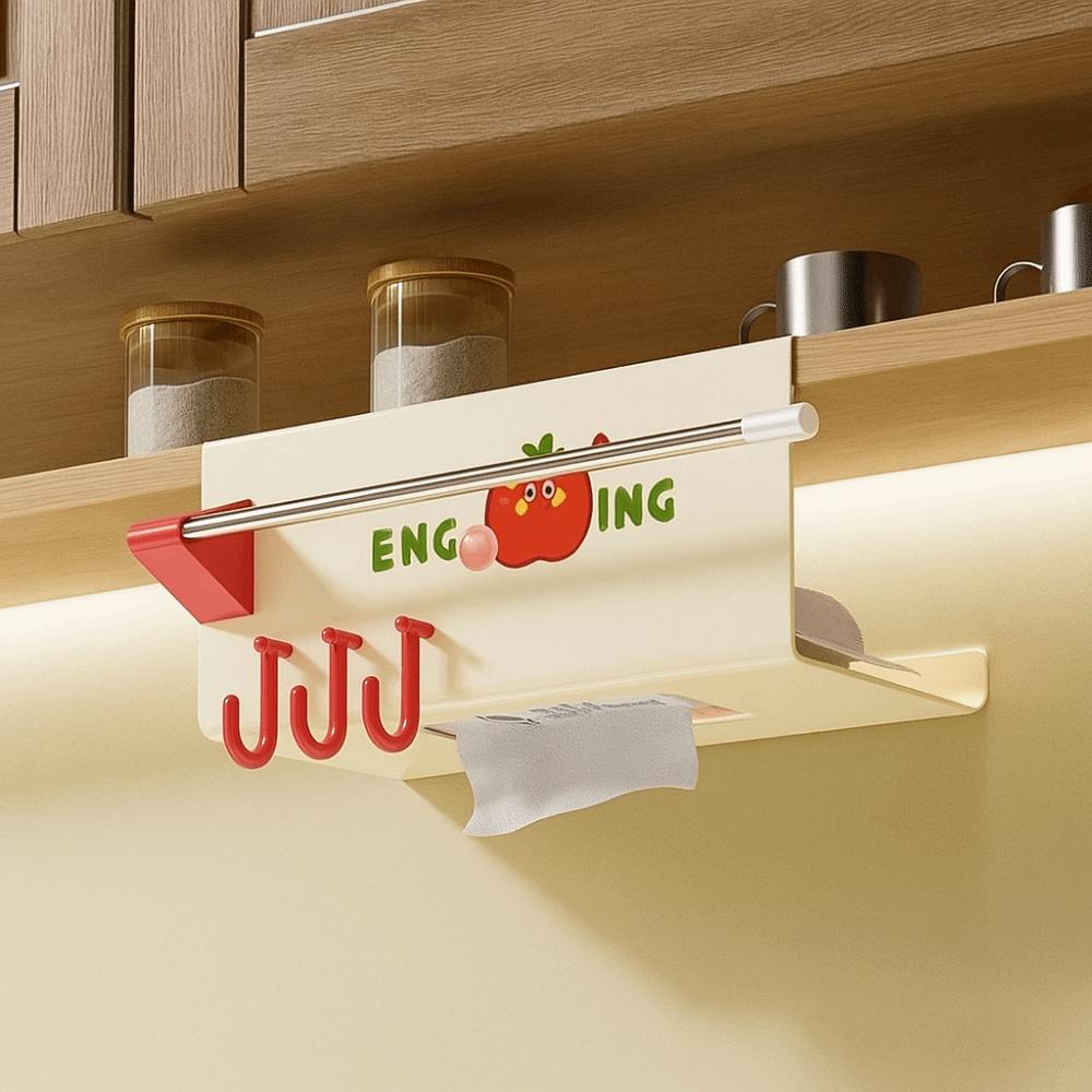 Large Capacity Upside-Down Paper Towel Rack Plastic Cling Film Holder Face Towel Holder Kitchen