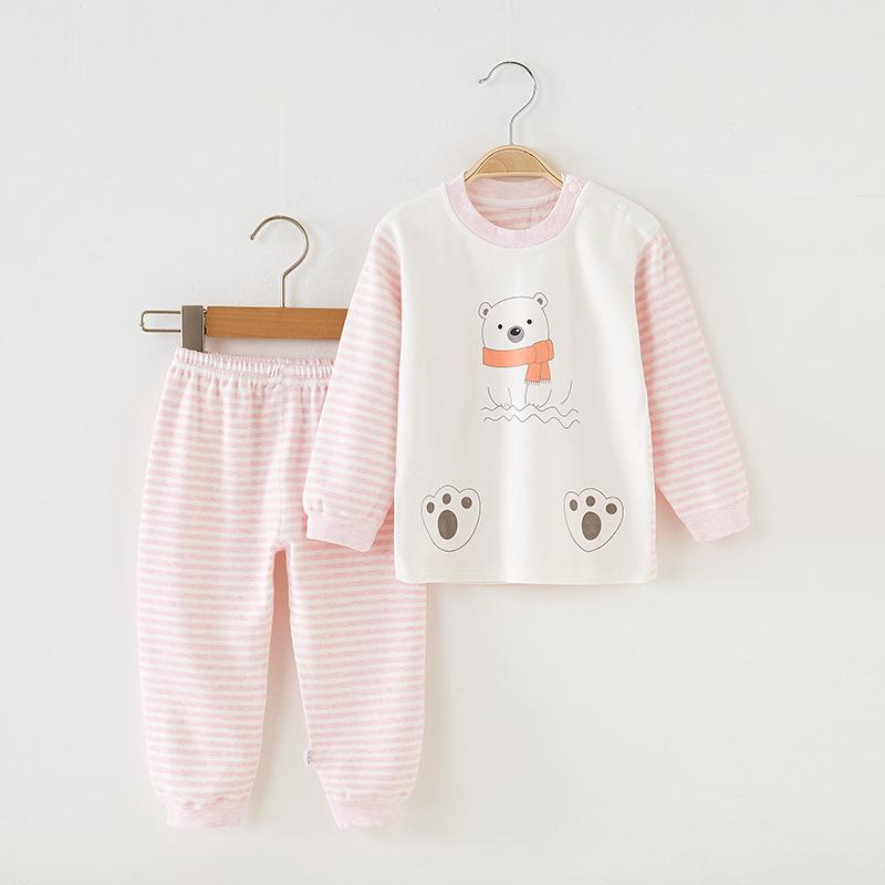 

Детский хлопковый осенний комплект нижнего белья и штанов - Бесшовный, теплый для мальчиков и девочек 80cm