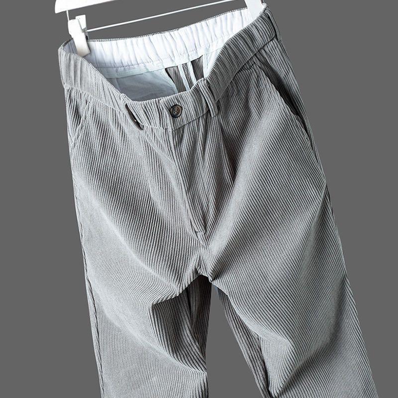 Men's High-End Corduroy Elastic Straight-Leg Trousers - Casual & Trendy for Autumn/Winter
