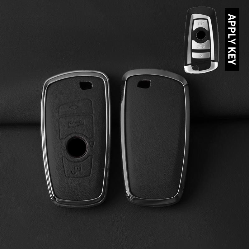 Alloy Leather Car Key Case Cover for BMW 1 2 3 4 5 6 7 Series X1 X3 X4 X5 X6 F36 F25 F26 F30 F34 F10 F07 F20 Z10 G30 F15 F16